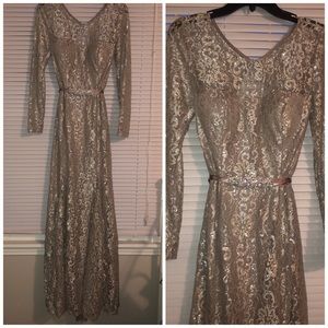 Pewter lace dress with silver on the lace